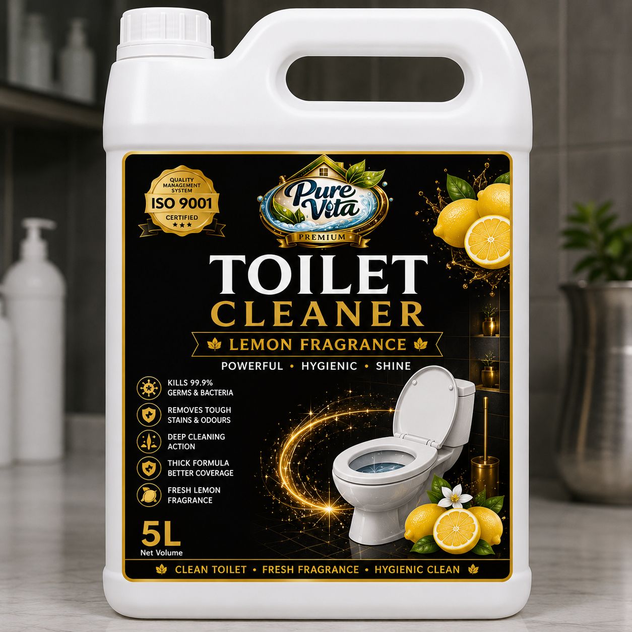 Lemon toilet cleaner bottle